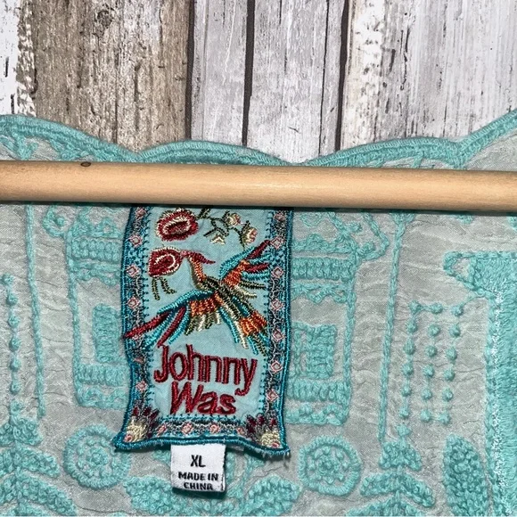 Johnny Was Folk Teal Embroidered Top - Picture 7 of 7